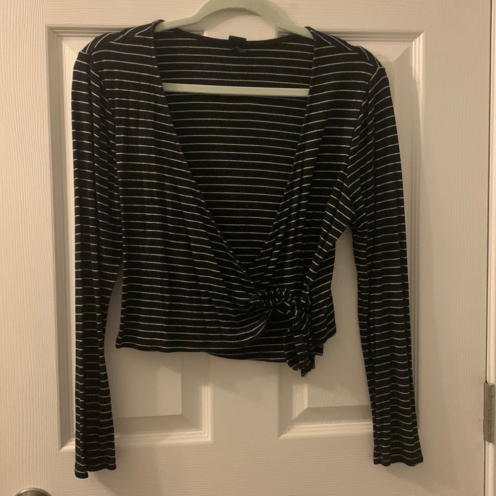 Wild Fable Black & White Stripped Crop Top